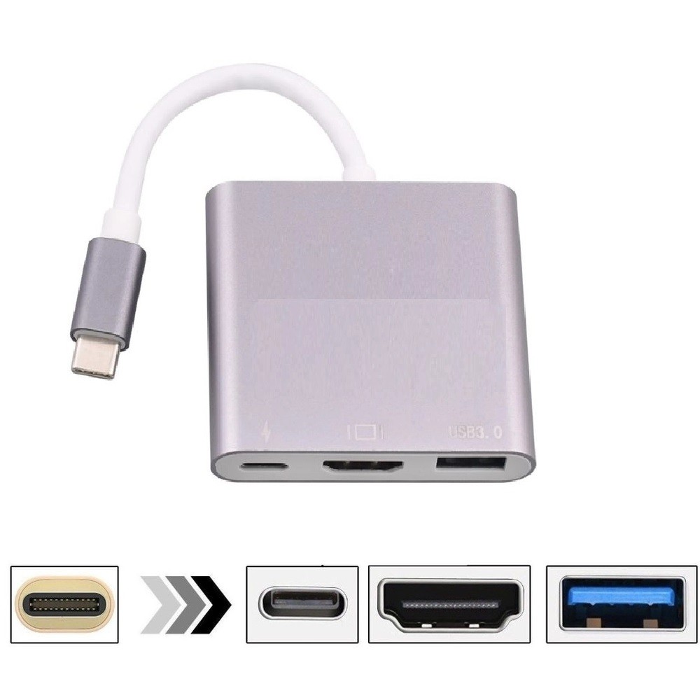 Adaptador Type C Multiport Com Usb Hdmi 4k + Usb-C iMac Mac S8 S9+