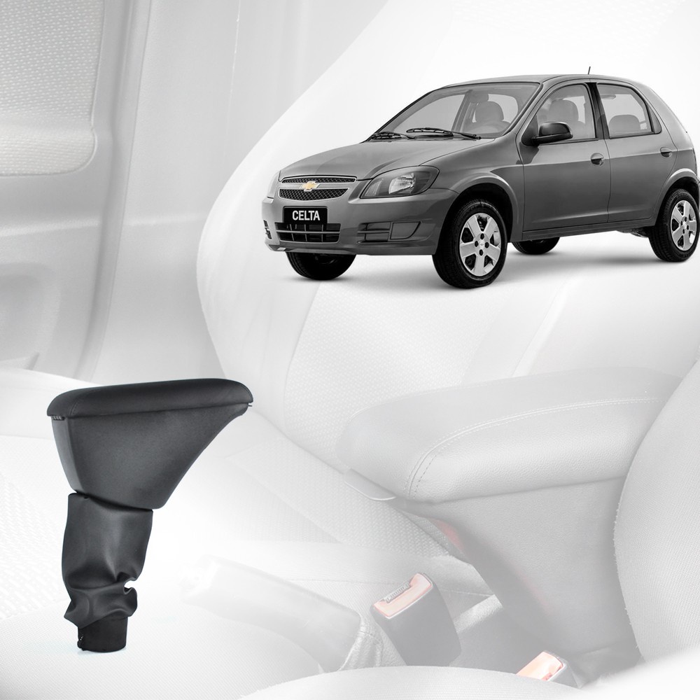 Apoio De Braço Central Chevrolet Celta e Prisma 2002/2012 Encosto Em Couro