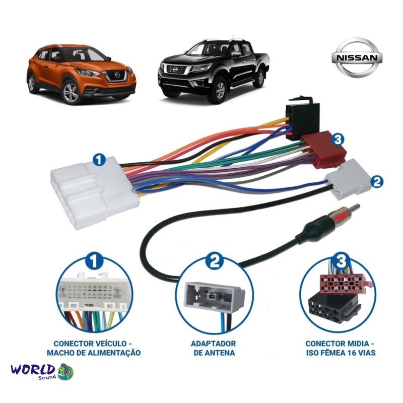 Chicote Nissan + Adaptador De Antena Nissan Kicks e Frontier