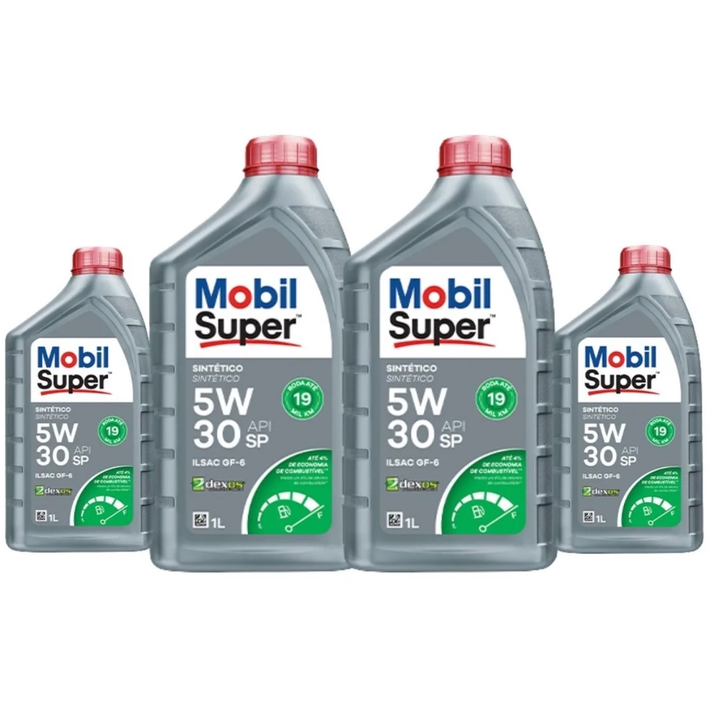 Kit Mobil Óleo lubrificante Super Motor 5W30 Sintético API SP 4L em Oferta na Shopee