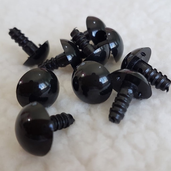 5 pares de olho de pino preto + travas ( 9,11,13,15 mm, amigarumi, bonecas de pano, fantoche, biscuit, artesanato, bicho pelúcia) em Oferta na Shopee