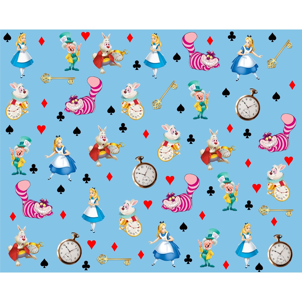 Tecido tricoline, microfibra ou gabardine - Alice no Pais Das Maravilhas - 0.50CM em Oferta na Shopee