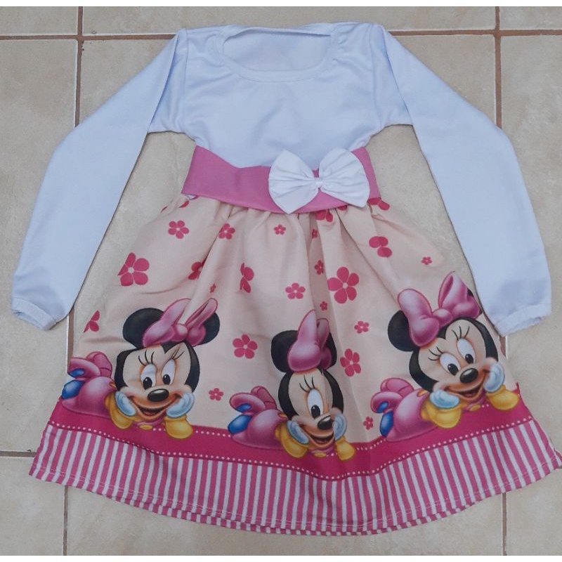 Vestidos Temáticos  Minie Baby / Vestido Manga longa Minie Baby/ Vestido Manga comprida