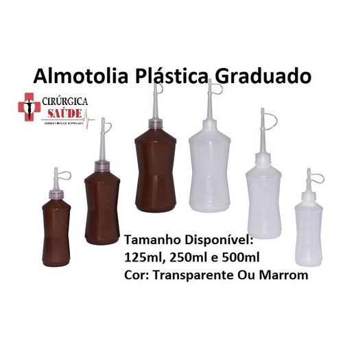 Frasco Almotolia Plastico 250ml Com Bico Aplicador e Tampa - 4 unidades