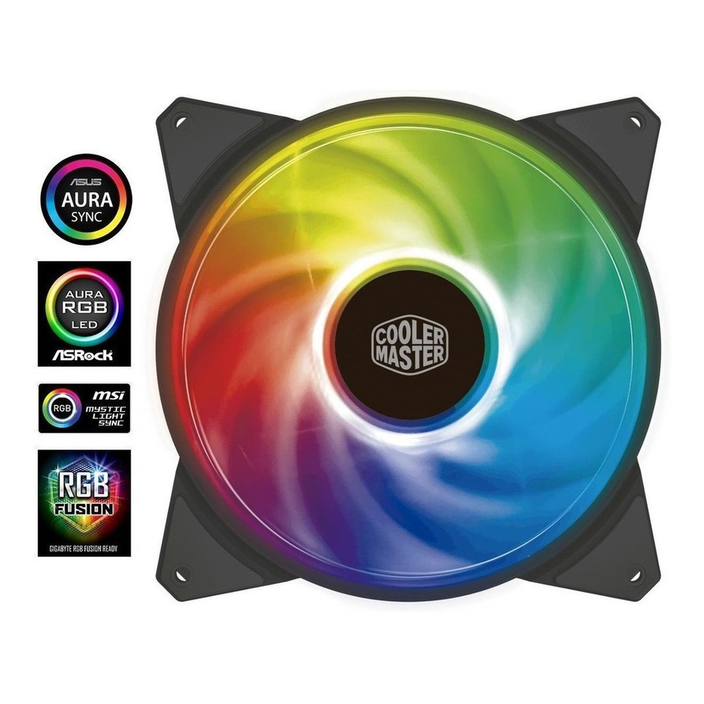 Cooler Master Fan Mf120r 2000 Rpm p/ Gabinete 120mm 12cm C/ Led Argb (RGB Endereçável) de 3 pinos e 5v