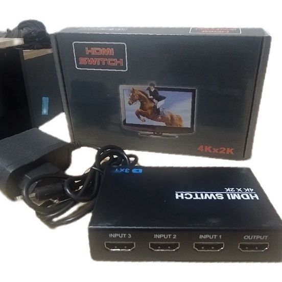 Seletor Switch Hdmi 4k 3x1 Com Fonte Controle Case Metal