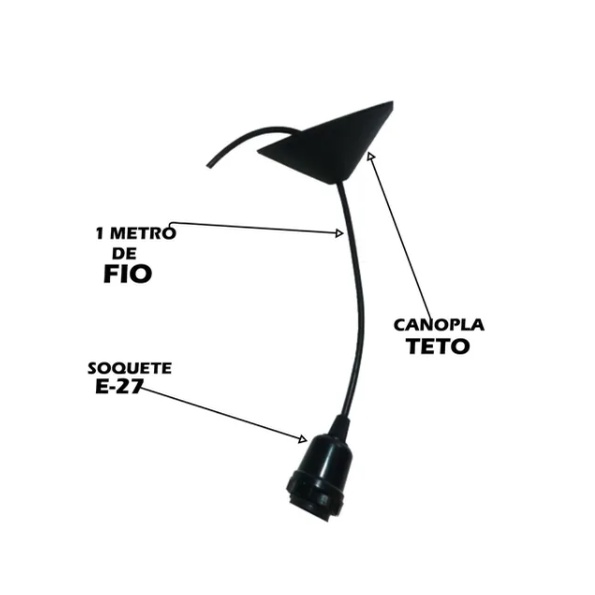 Conjunto De Fiação De Pendente Luminária Soquete Canopla Fio