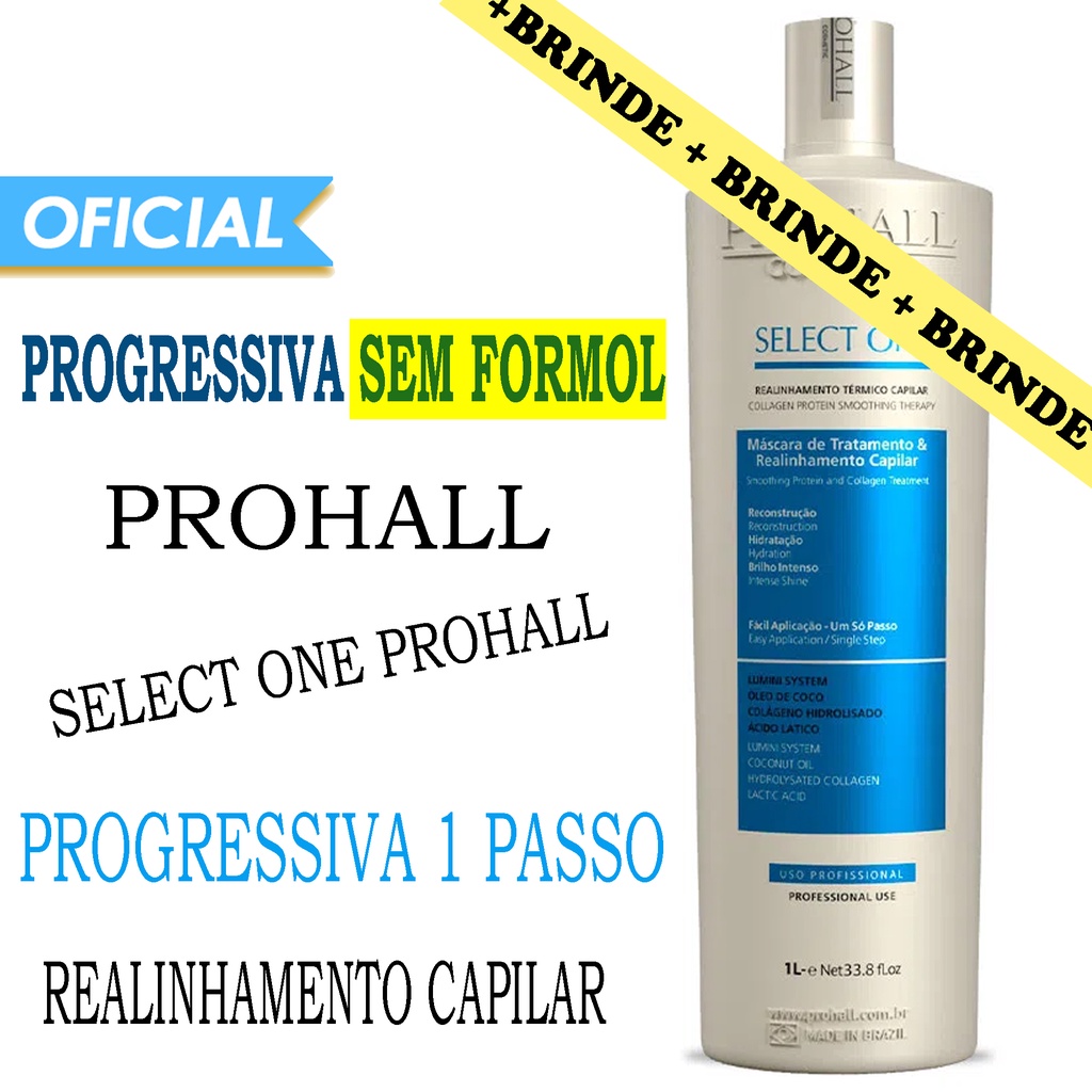 Escova Progressiva Select one da Prohall 1 Litro - Realinhamento Capilar SemFormol
