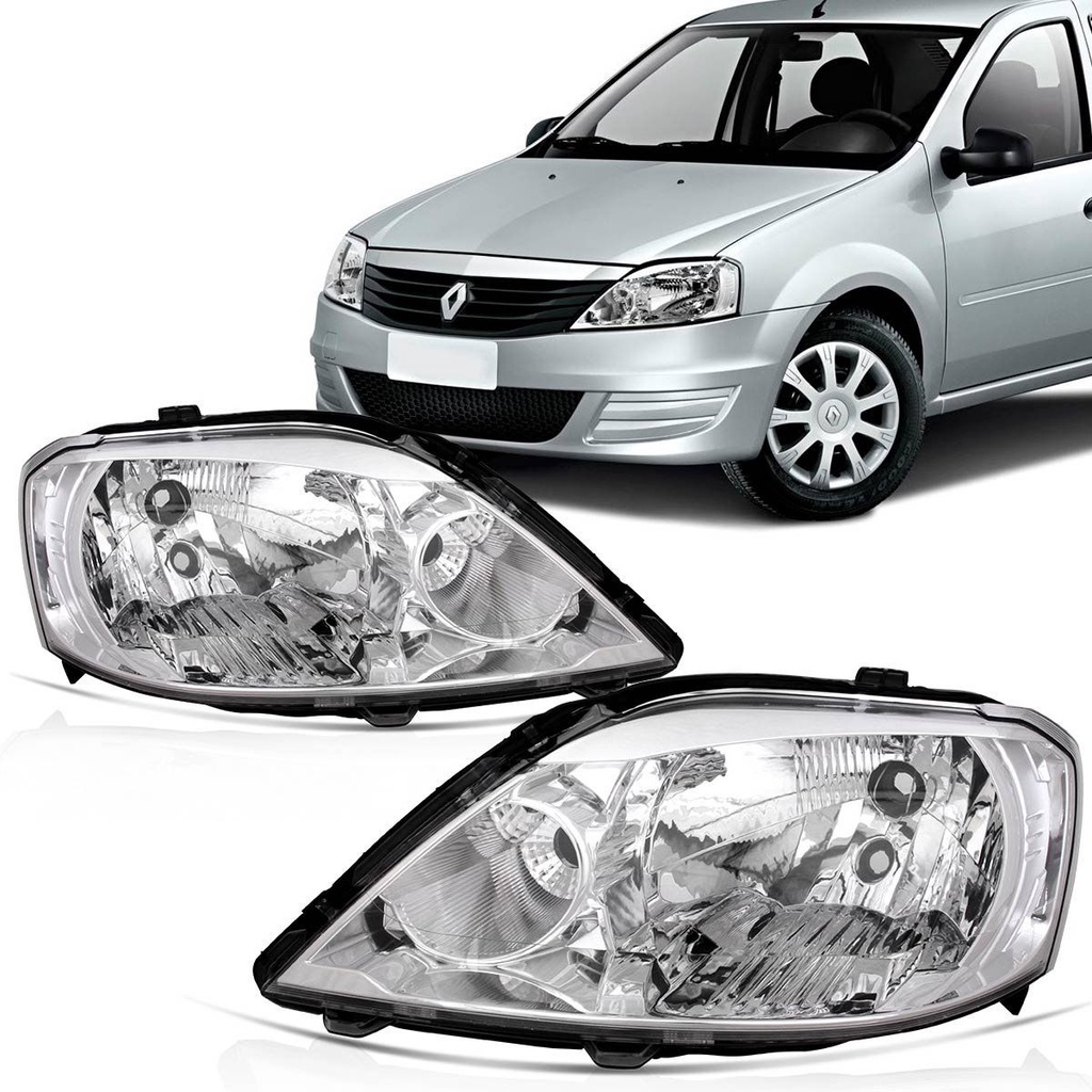 Farol Logan 2010 2011 2012 2013 Máscara Cromada - Spare Parts and Accessories for Vehicles