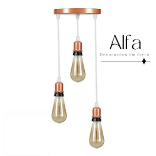 Luminária Retrô Fio Com Canopla Tripla