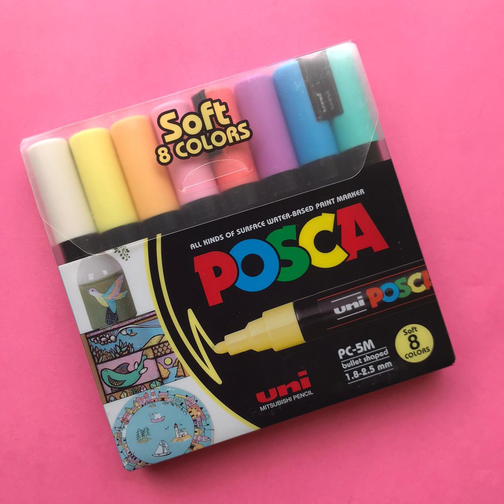 Kit posca PC-5M tons pasteis 8 cores | Shopee Brasil