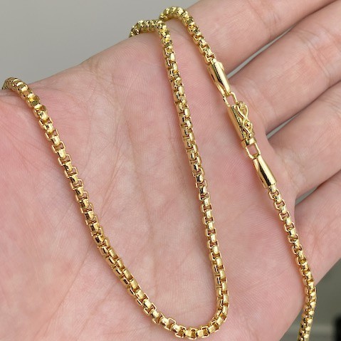 Corrente Masculina Veneziana 2,8mm 70cm 20g Banho de Ouro 24K Corrente Masculina Banhada Cordão Masculino