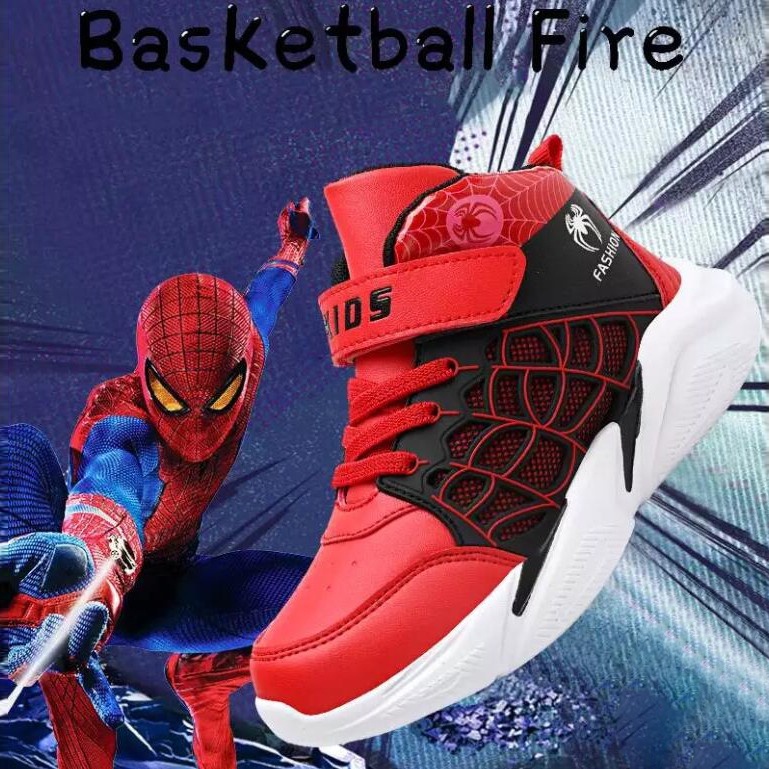 Basketball sneakers, fashion Spider Man, casual rubber shoes for boys, sizes 28-39, ages 5-14