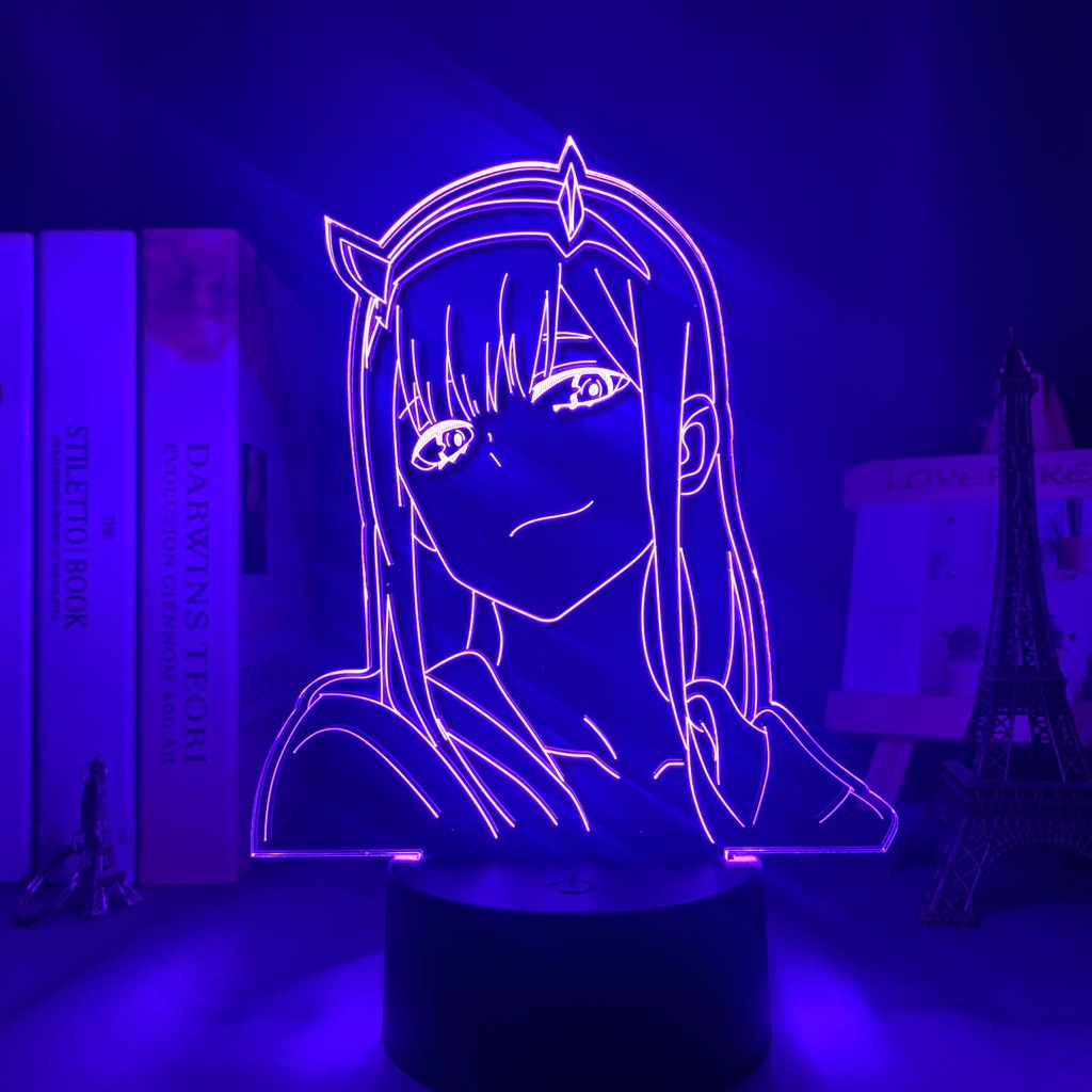 Anime Darling In The Franxx Zero Two Figure Luminária LED 3D Noturna Presente e Decoração