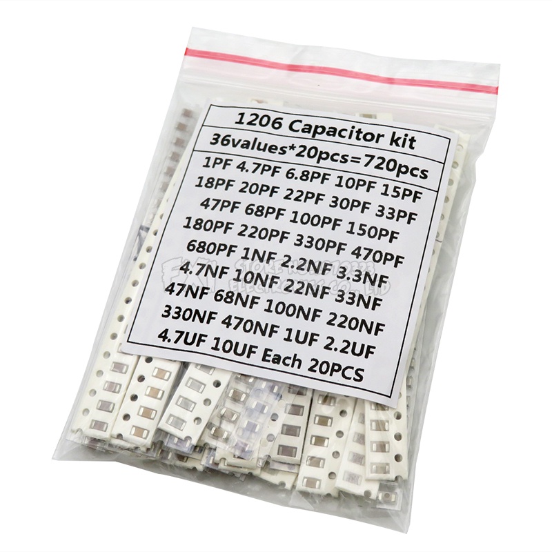 36valores 1pF-10uF Conjunto De Capacitores Eletrônicos 1206 SMD kit De Sortimento Cerâmicos 22PF 47PF 22NF 100NF 2.2UF 4.7UF 0603 0805