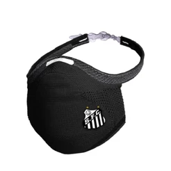 Kit Máscara FIBER Knit SPORT SANTOS F.C. PRETA + 30 Filtros de Proteção + Suporte - Original