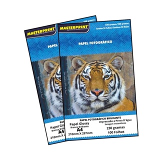 Kit com 02 Papel Fotográfico  230g com 100Fls Brilhante A4 Sem Adesivo   - MASTERPRINT em Oferta na Shopee
