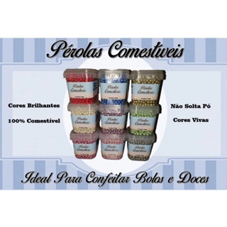 Pérola Comestível Pote 100g Confeito Para Bolos E Doces (Atacado) em Oferta na Shopee