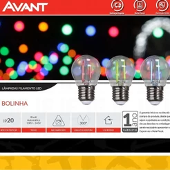 Lâmpada Led Bolinha 2w Bivolt E27 Colorida Cores Avant