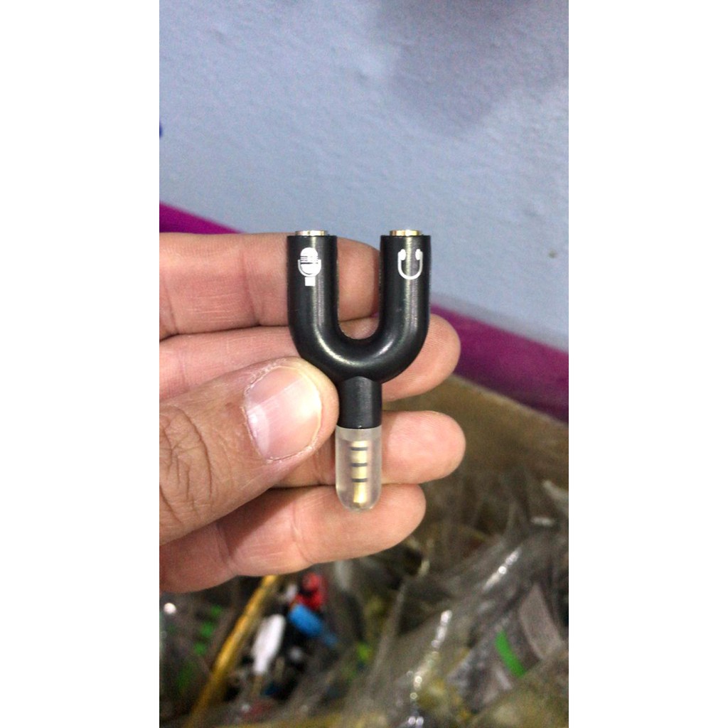 Y Splitter divisor de Áudio para Fone e Microfone = Y 1 P2 Macho + 2 P2 Fêmea 3.5mm = Compacto Y