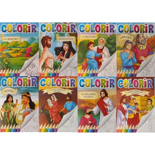 As Mais Belas Histórias Da Bíblia - Livros De Colorir - Kit Com 8 Livros