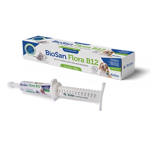 Biosan Flora B12 14g Probiótico Prebiótico Vitamina B12 para Cães e Gato Controla Flora Intestinal — imagem 2 de 2