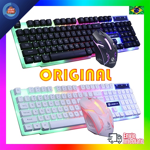 Kit Teclado e Mouse Gamer Semi Mecânico Mouse Chroma Rgb Led Iluminado Ergonômico Jogos Pc Usb