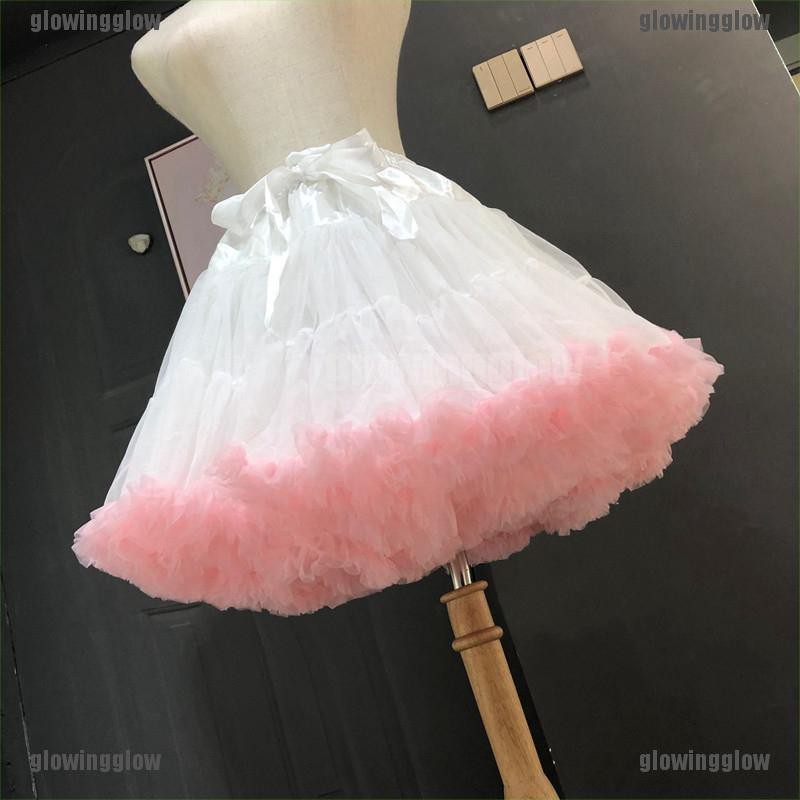 【 Glow 】 Saia Tutu Feminina Lolita Renda Crinolina Cosplay