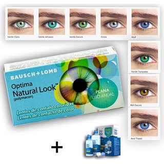 Lente De Contato Colorida Natural Look SEM GRAU - USO ANUAL + RENU FRESH 475ML