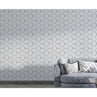 Stencil Cubo Geométrico Estêncil Pintura Parede 60x55cm em Oferta na Shopee