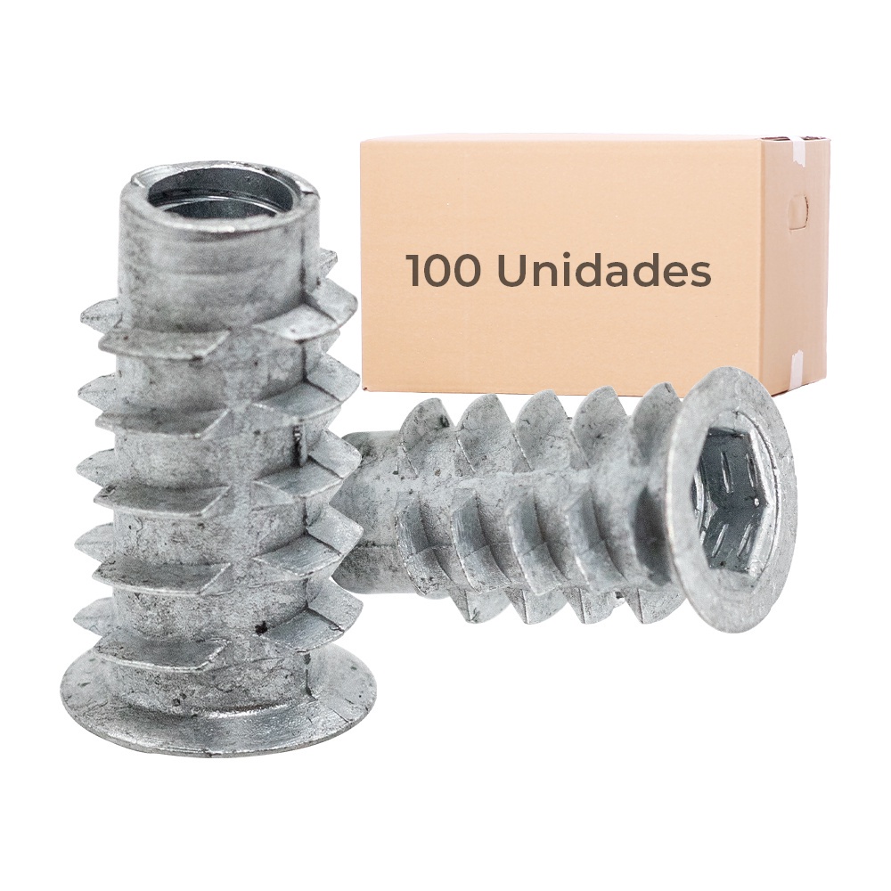 Bucha Americana 1/4x20 Zamac para Moveis 100 Pcs