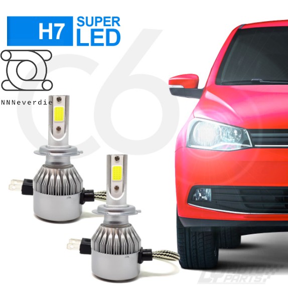Par Lâmpadas H7 Super Led Top 6000K 7200 Lumens C6
