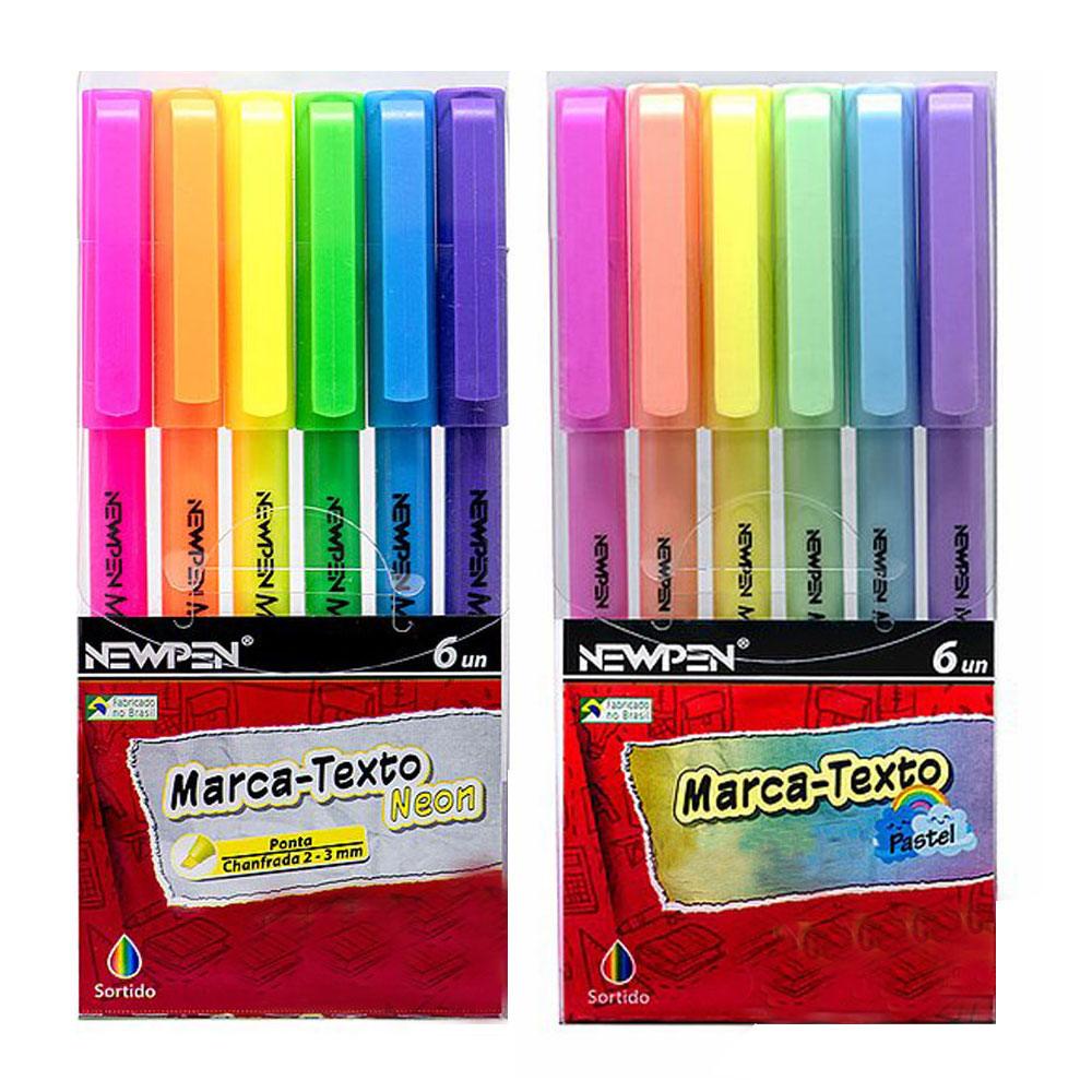 Kit Marca Texto Office C/ 6 Cores - Newpen | Shopee Brasil