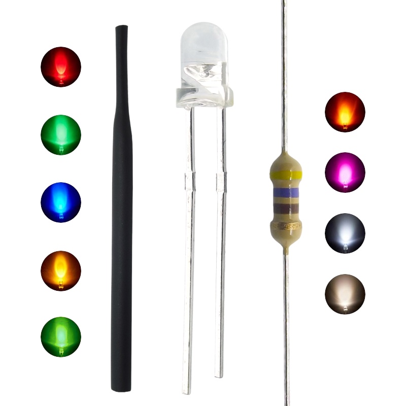 Kit 50 pçs Led 3mm Várias Cores Alto Brilho + termo Retrátil + resistor Shopee Brasil