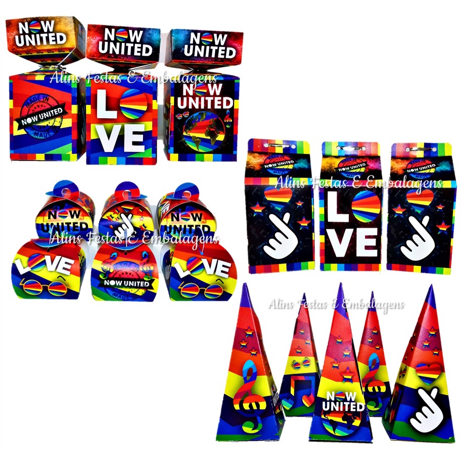 Kit Lembrancinhas Now United Papelaria 40 Caixinhas Festa Fácil Now United Decoração