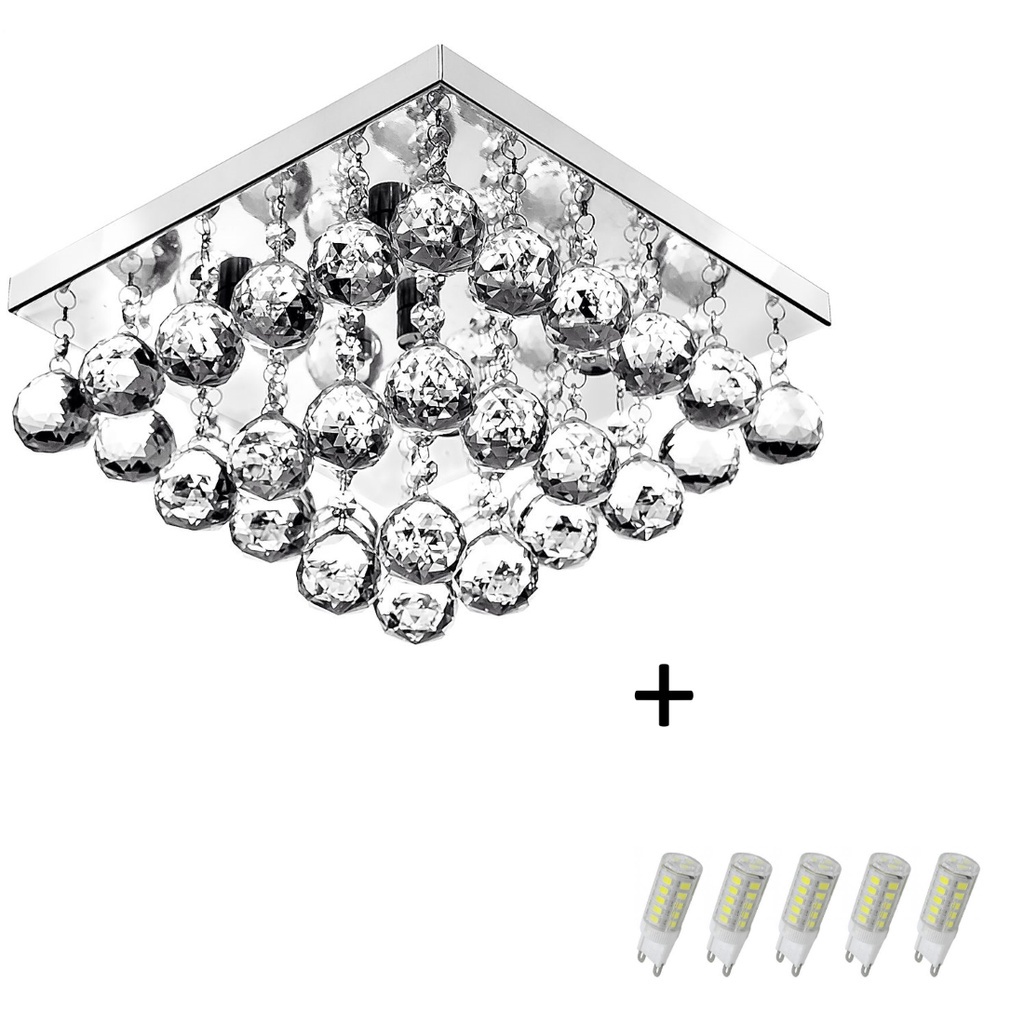 Lustre Cristal Legitimo Classic Square 30x30 + Lampadas 3000