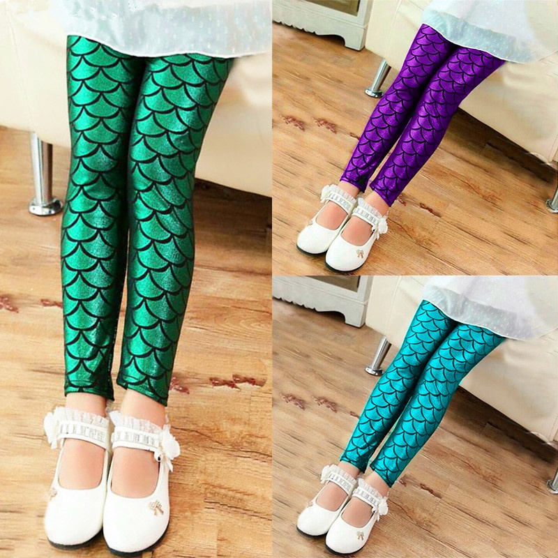 Calça Legging Infantil Feminina Com Estampa De Sereia/Colorida/Brilhante/Justa Para Meninas De 3 A 12 Anos em Oferta na Shopee