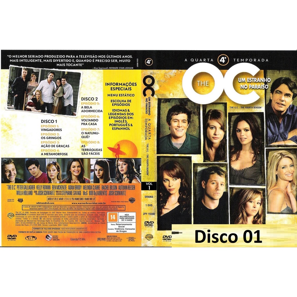 Dvd THE OC - Um Estranho no Paraiso - 4ª Temporada Completa - Legendado ou Dublado - 03 Discos
