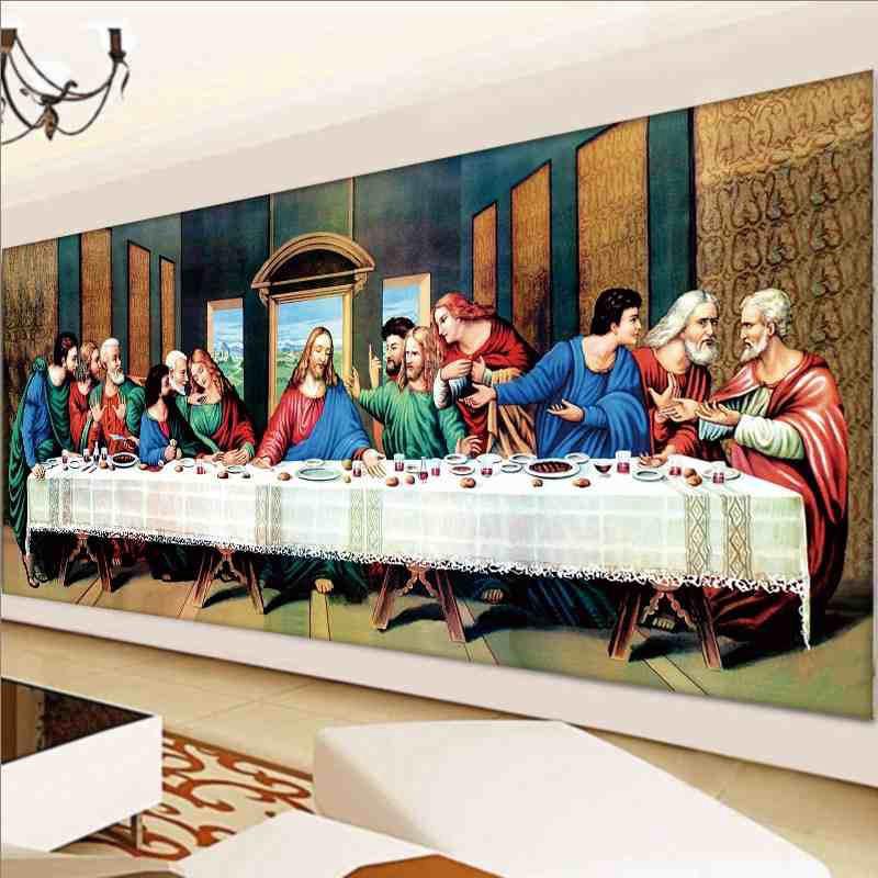 Diy 5d Artesanato De Plástico A Última Ceia Jesus Pintura Diamante Redondo Cheio De Diamantes