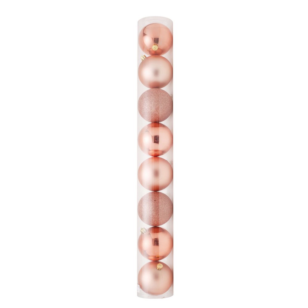 Bolas em Tubo Rose Gold 6cm - 08 uni - Cromus Natal