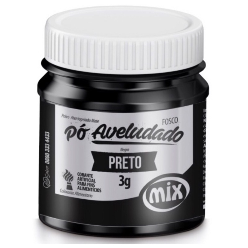 CORANTE PÓ PRETO MIX 3G AVELUDADO FOSCO PARA DECORAÇÃO.