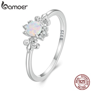 Anéis Bamoer 925 Prata Colorida Opala Moda Zircônio Jóias Para Mulheres Presentes
