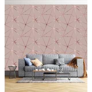 Papel De parede Geométrico Rose Gloss Para Quarto E Sala