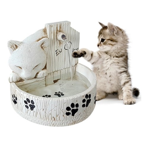 Bebedouro Para Gato C/ Luz Fonte De Água Resina 6 Cores