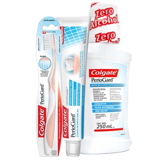 Kit Creme Dental Colgate PerioGard 90g + Solução Bucal S/ Álcool 250ml + Escova Dental