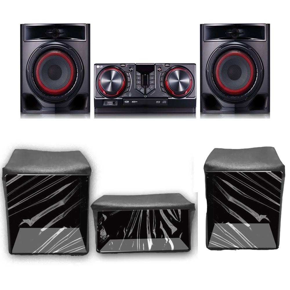 Kit 3 Capas Pra Mini System LG Cj44 Preta Com Frente Transparente