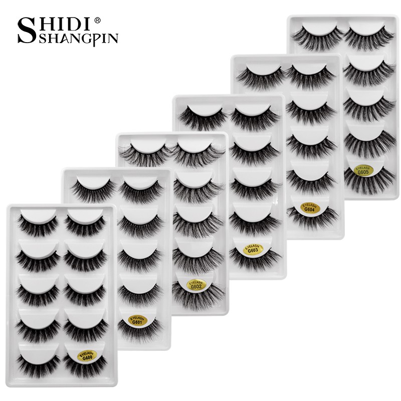 Shiishangpin 5 Pares De Cílios Postiços Naturais 3d Volume/Maquiagem Flexível — imagem 2 de 2