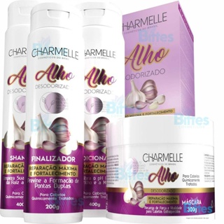 KIT CAPILAR ALHO DESODORIZADO CHARMELLE COSMÉTICOS PÓS QUÍMICA em Oferta na Shopee