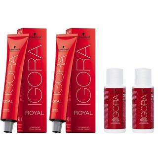 Kit Royal Igora 9-7+ 8-77 60g + 2 Oxigenadas 30 volumes 60ml em Oferta na Shopee