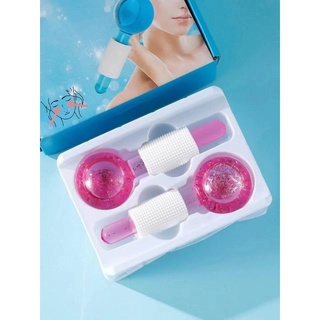 Esfera De Cromoterapia Kit 2pçs Par de esfera rosa azul com Gliter grande